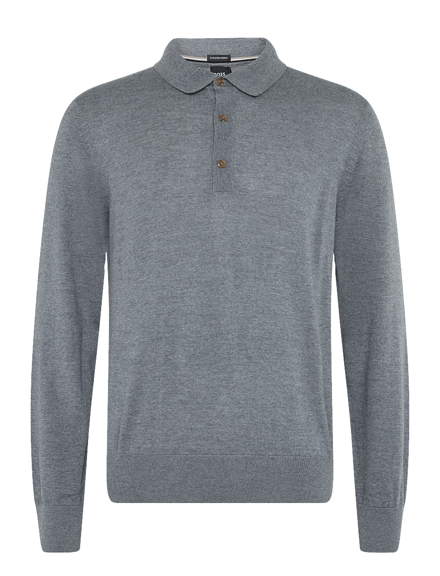 BOSS - H-Lancione - pikkade varrukatega kootud polod - medium grey - 0