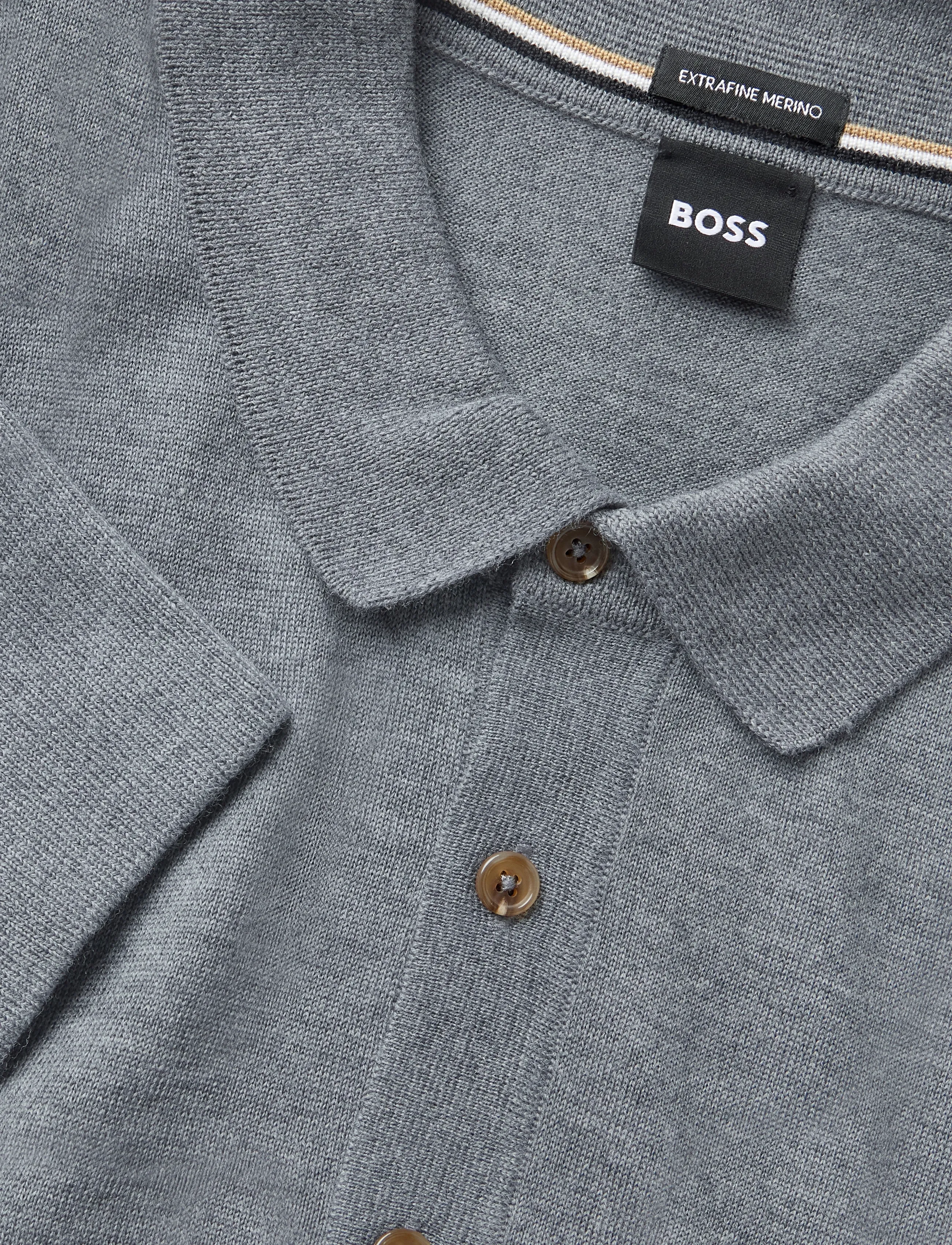 BOSS - H-Lancione - pikkade varrukatega kootud polod - medium grey - 2