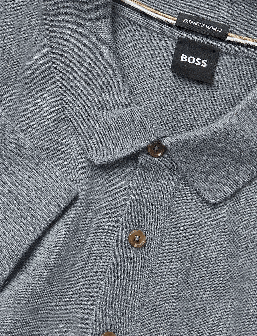 BOSS - H-Lancione - pikkade varrukatega kootud polod - medium grey - 2