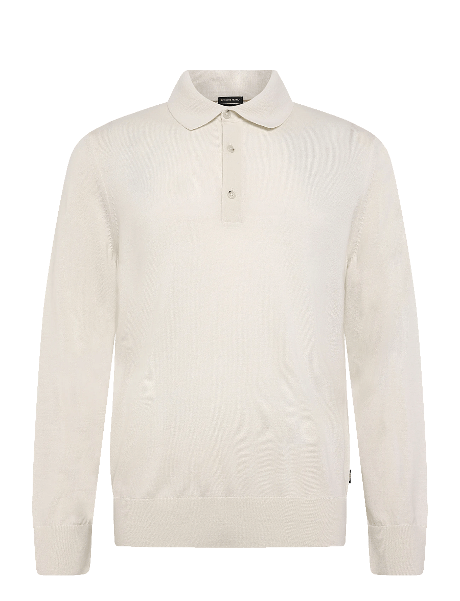 BOSS - H-Lancione - långärmade stickade pikétröjor - open white - 0