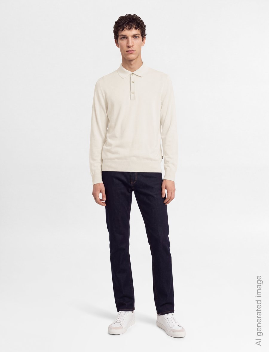 BOSS - H-Lancione - long-sleeved knitted polos - open white - 0