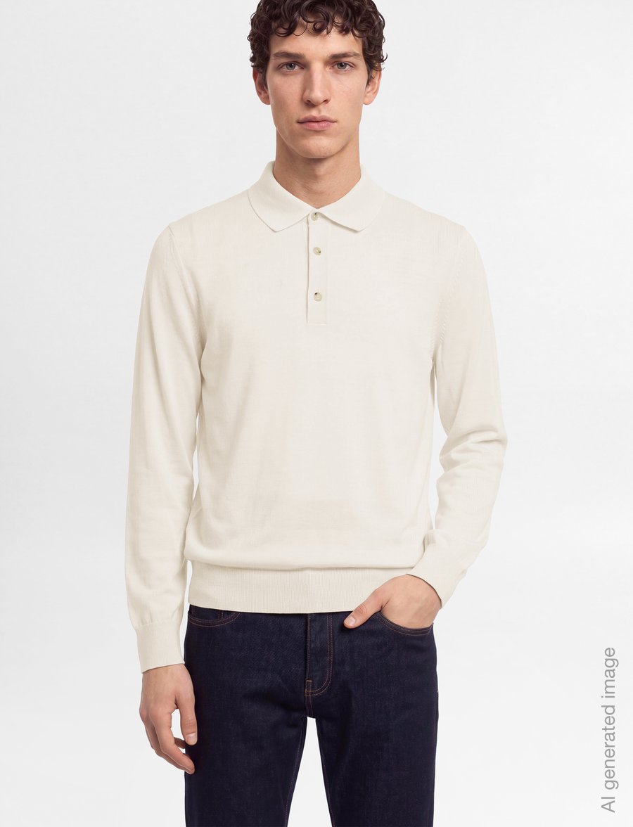 BOSS - H-Lancione - long-sleeved knitted polos - open white - 3