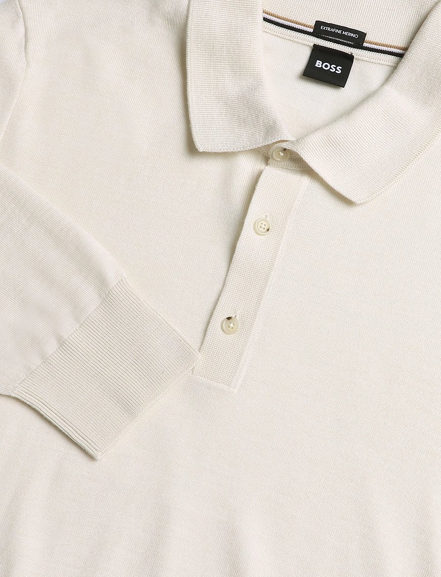 BOSS - H-Lancione - långärmade stickade pikétröjor - open white - 2