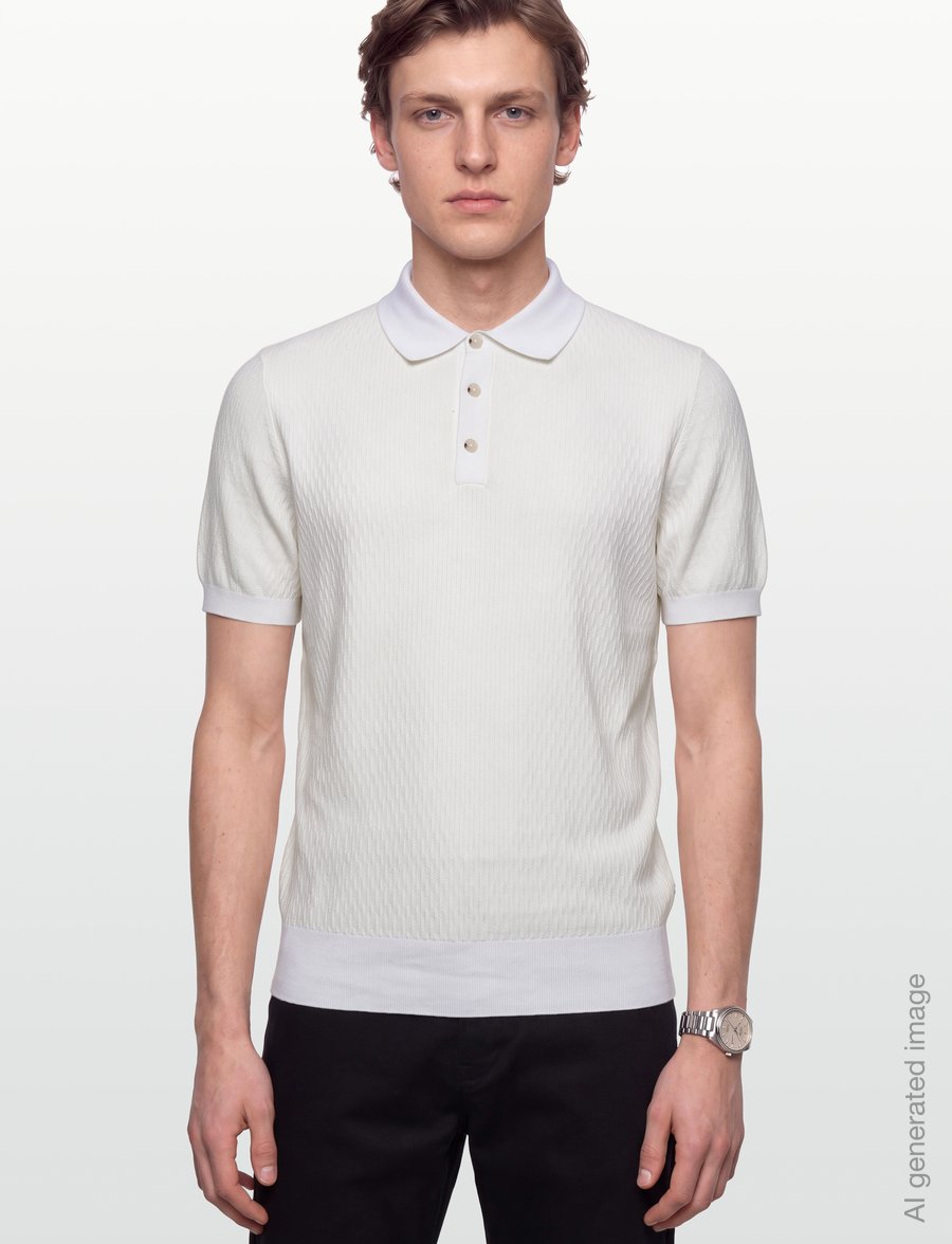 BOSS - H-Lurazio - langärmlige strick-polohemden - open white - 3