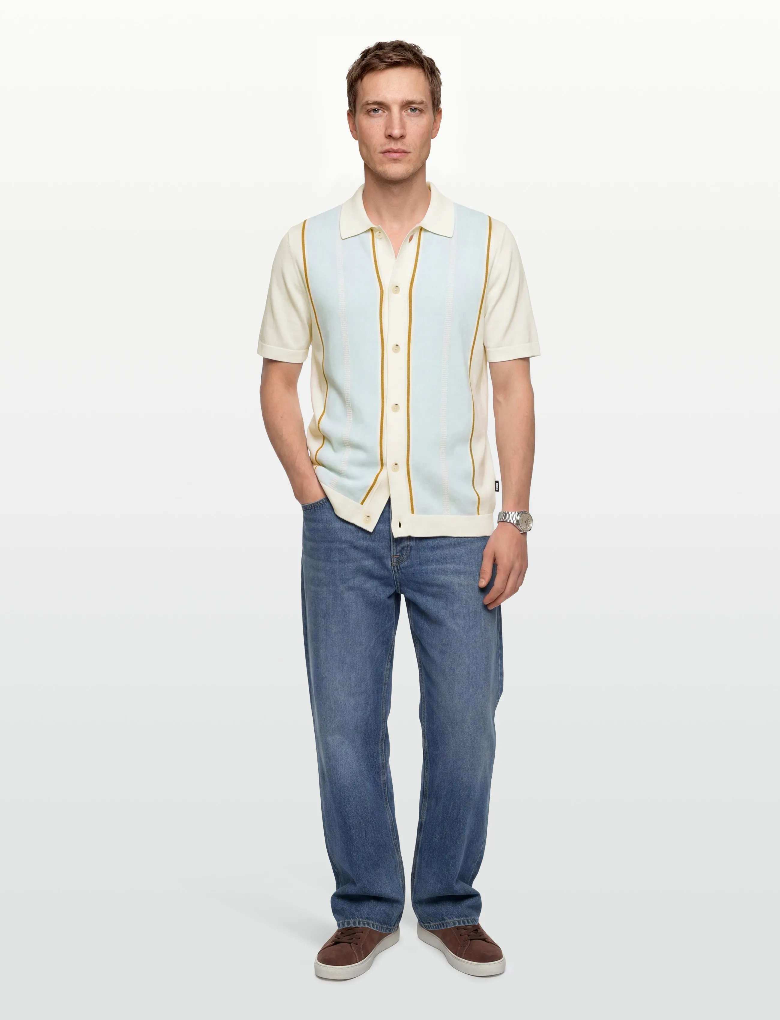 BOSS C-Lastro, L, Knitwear, Creme - Short Sleeve Knitted Polos, Männerswear