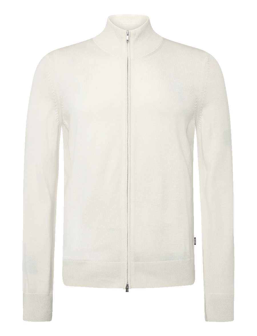 BOSS - H-Balonso - pullover mit durchgehendem reißverschluss - open white - 0