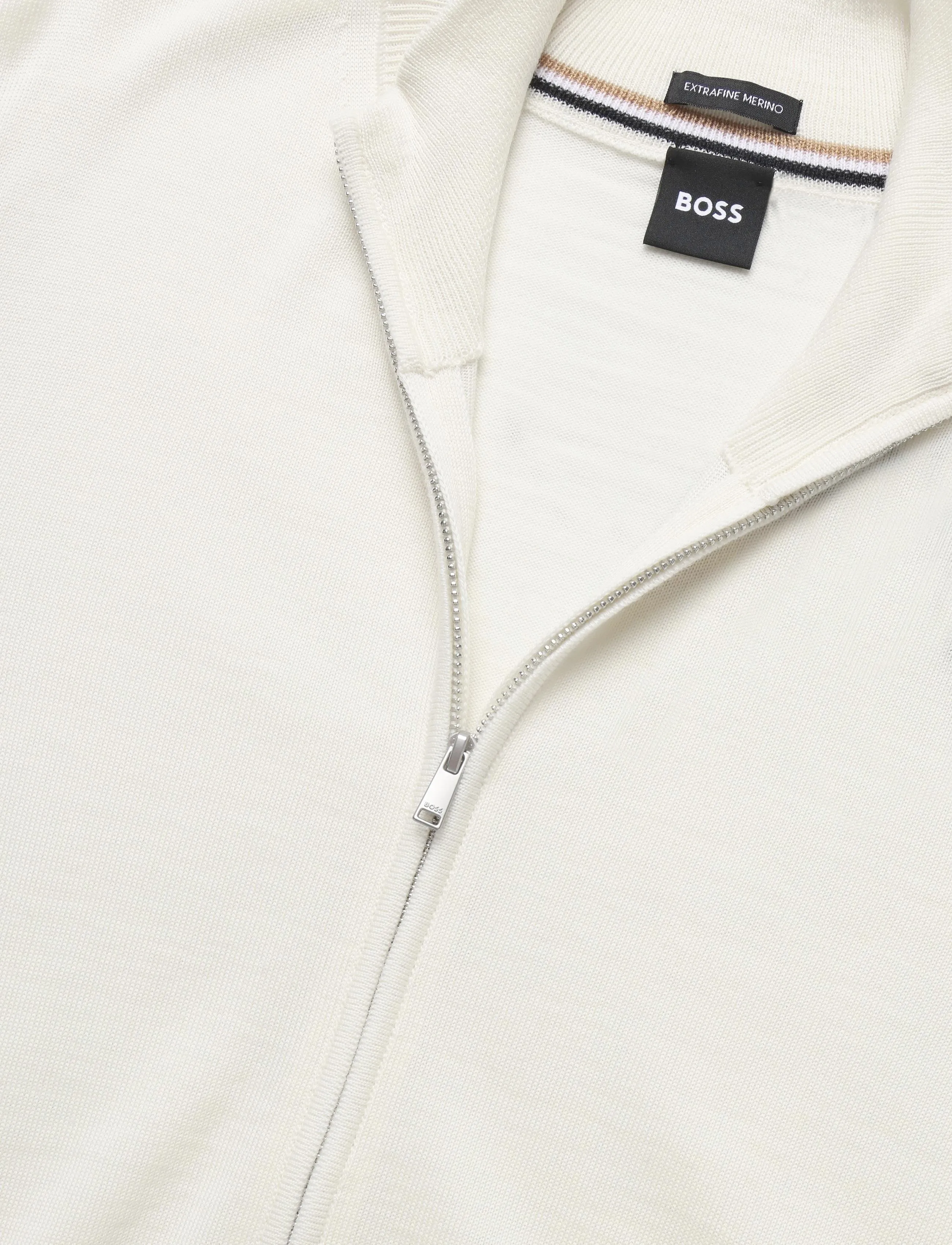 BOSS - H-Balonso - pullover mit durchgehendem reißverschluss - open white - 2