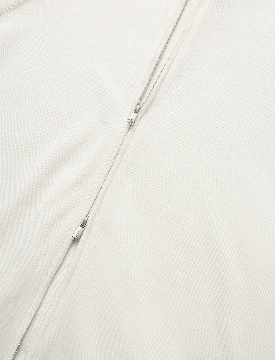 BOSS - H-Balonso - pullover mit durchgehendem reißverschluss - open white - 3