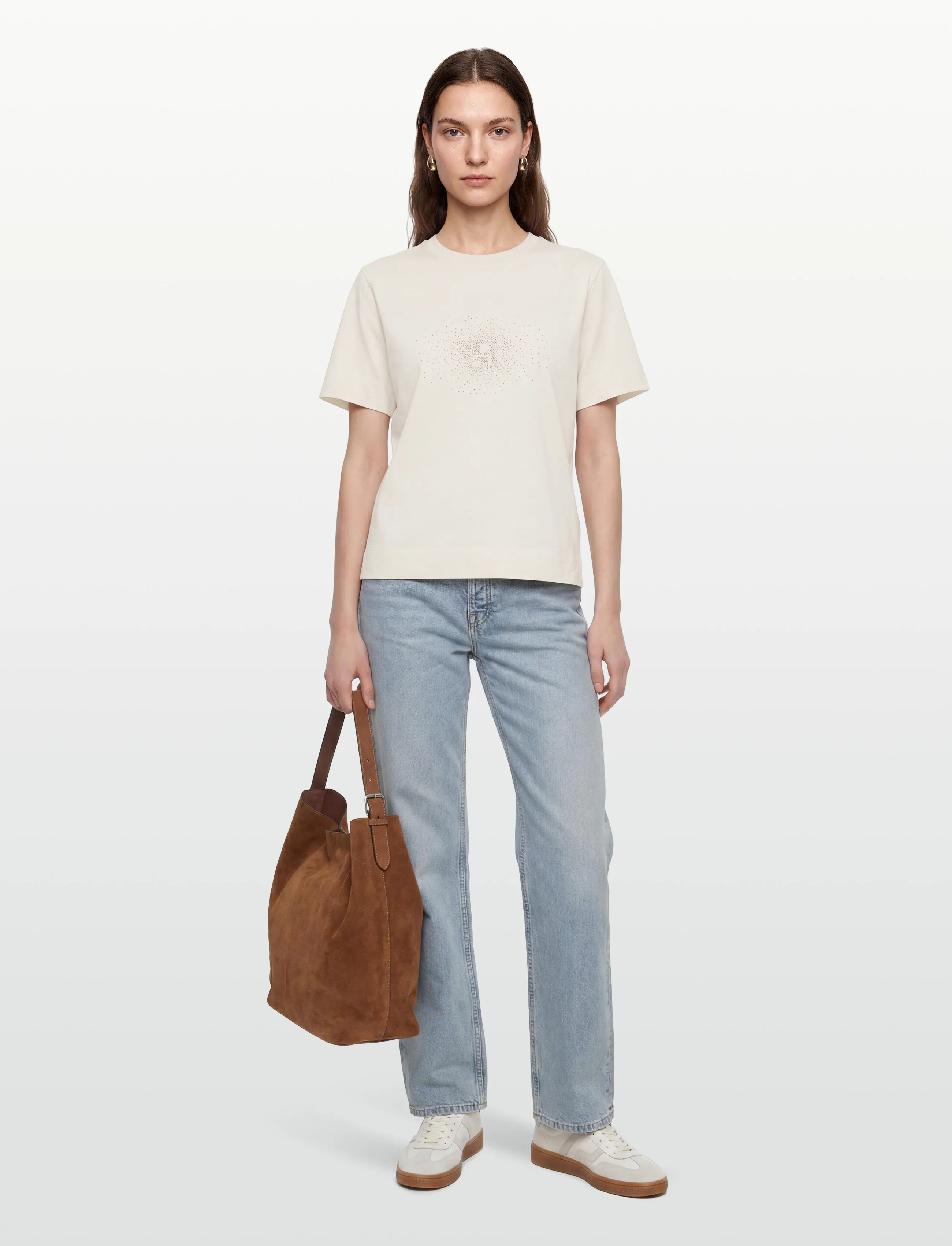 BOSS Elpha_placed6 - T-Shirts & Tops - OPEN WHITE / cream