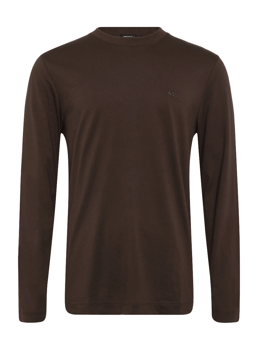BOSS - H-Talley 01 - langærmede t-shirts - dark brown - 0