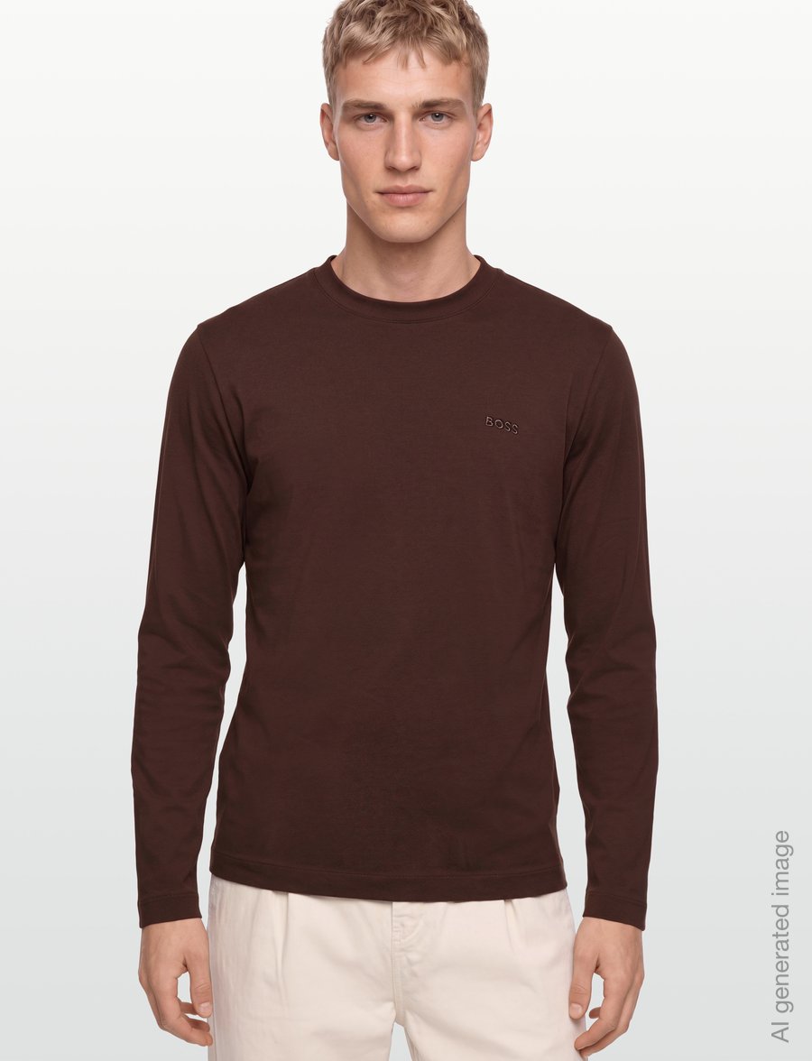 BOSS - H-Talley 01 - pikkade varrukatega t-särgid - dark brown - 3