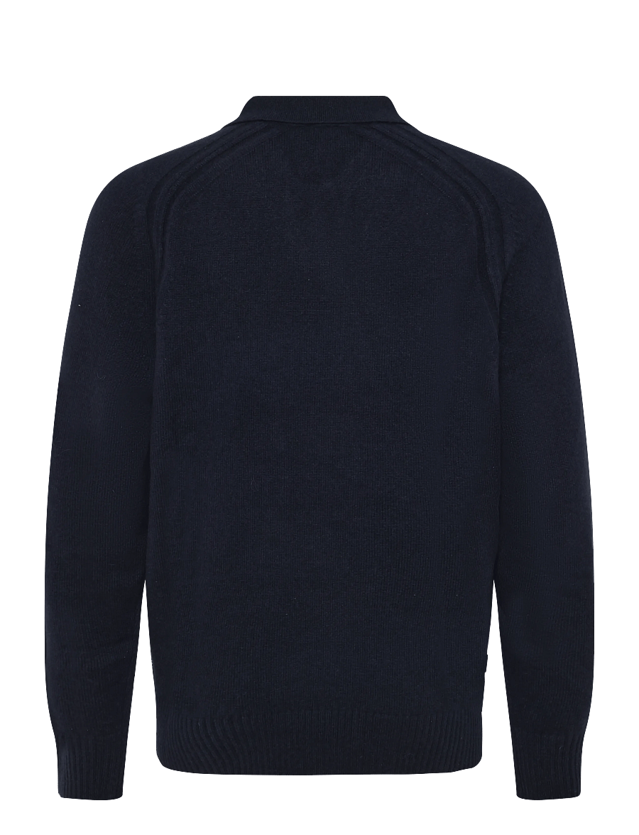 BOSS - H-Fulvo - långärmade stickade pikétröjor - dark blue - 1
