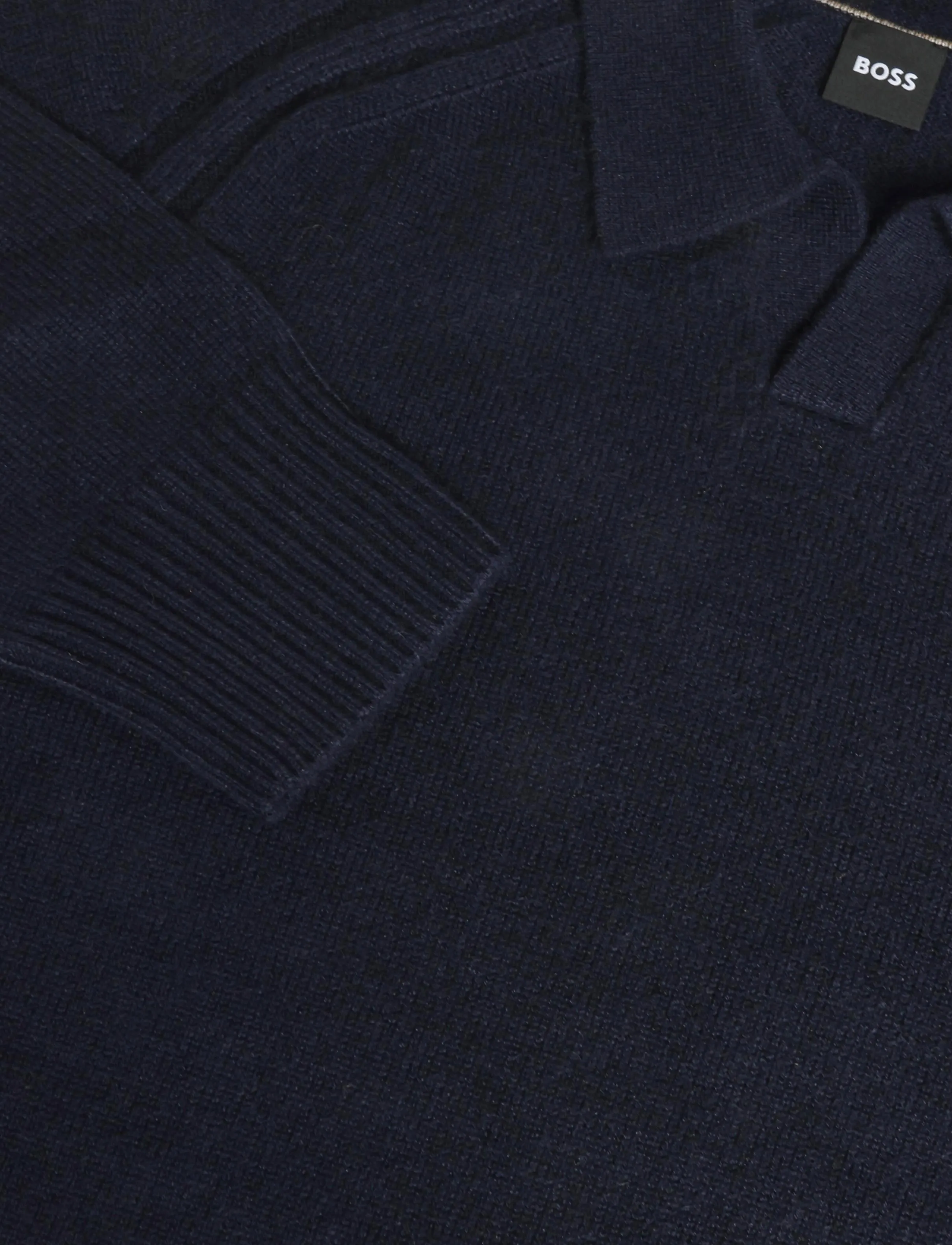 BOSS - H-Fulvo - långärmade stickade pikétröjor - dark blue - 2