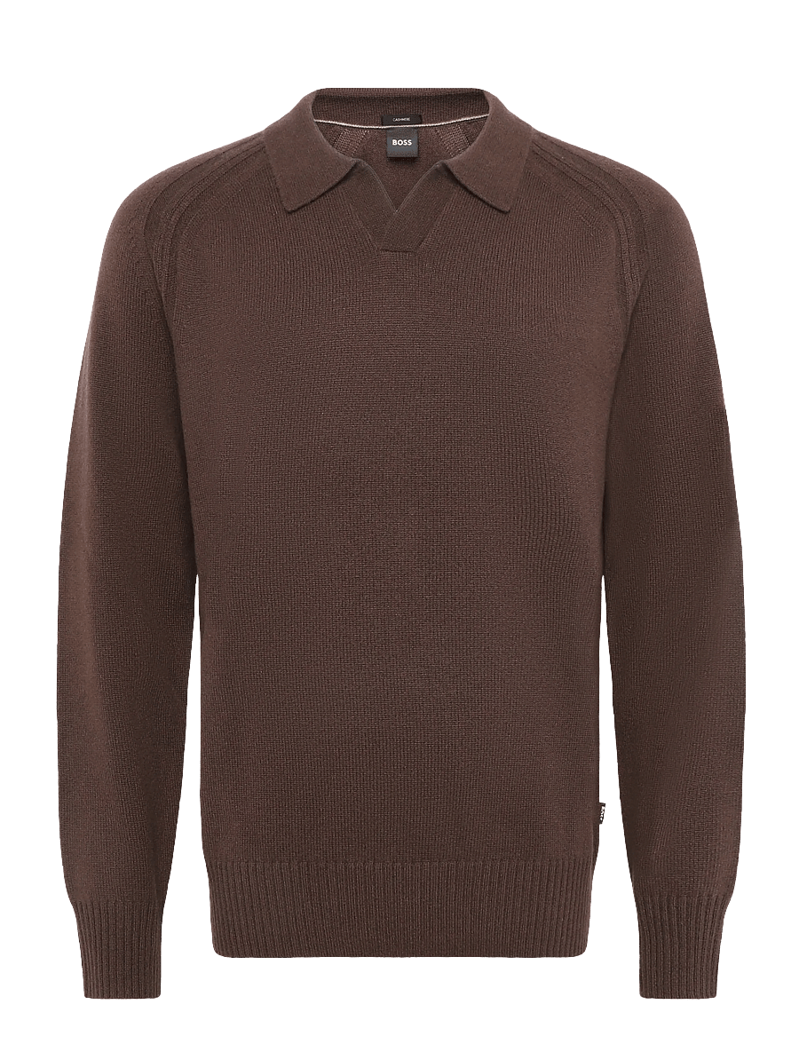 BOSS - H-Fulvo - poloer i strik med lange ærmer - dark brown - 0
