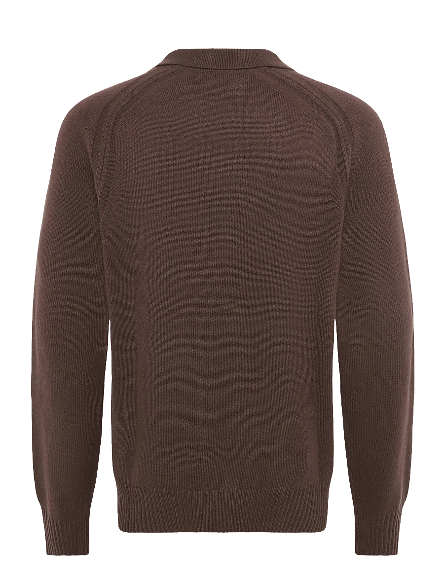 BOSS - H-Fulvo - poloer i strik med lange ærmer - dark brown - 1