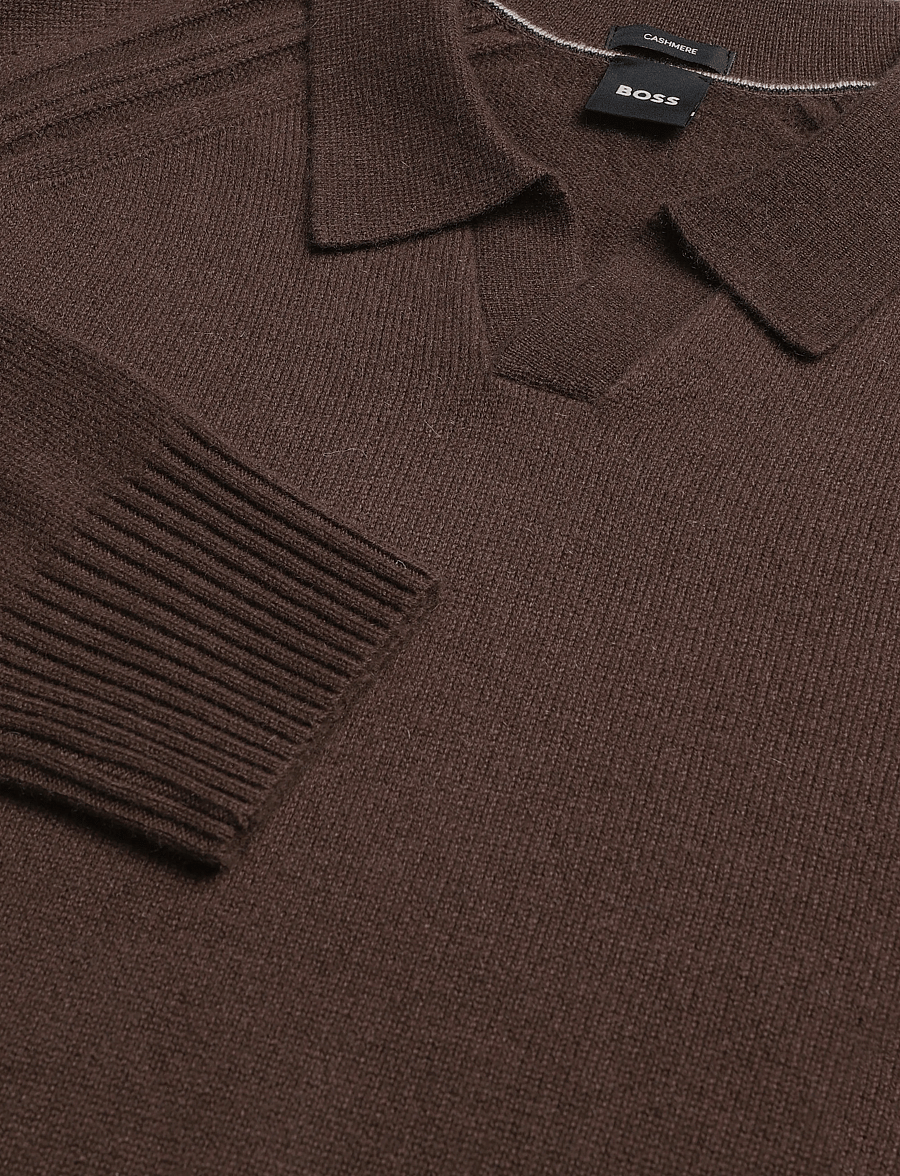 BOSS - H-Fulvo - poloer i strik med lange ærmer - dark brown - 2