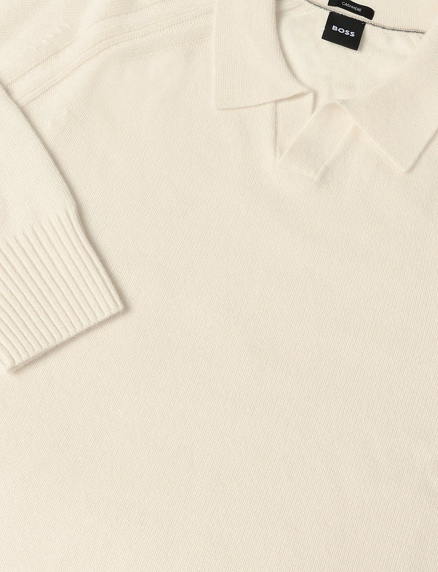 BOSS - H-Fulvo - pikkade varrukatega kootud polod - open white - 2