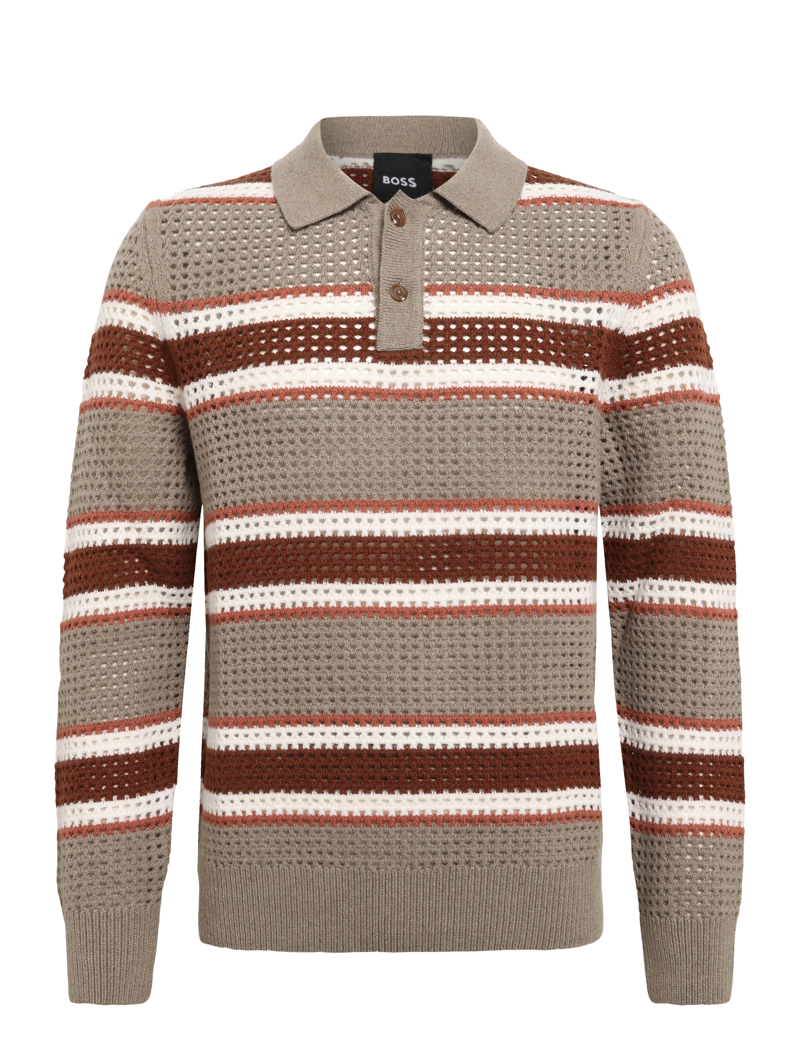 BOSS C-Fincenzo - Langärmlige Strick-Polohemden - OPEN BROWN / brown