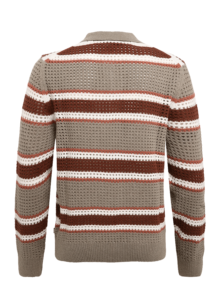 BOSS - C-Fincenzo - poloer i strik med lange ærmer - open brown - 1