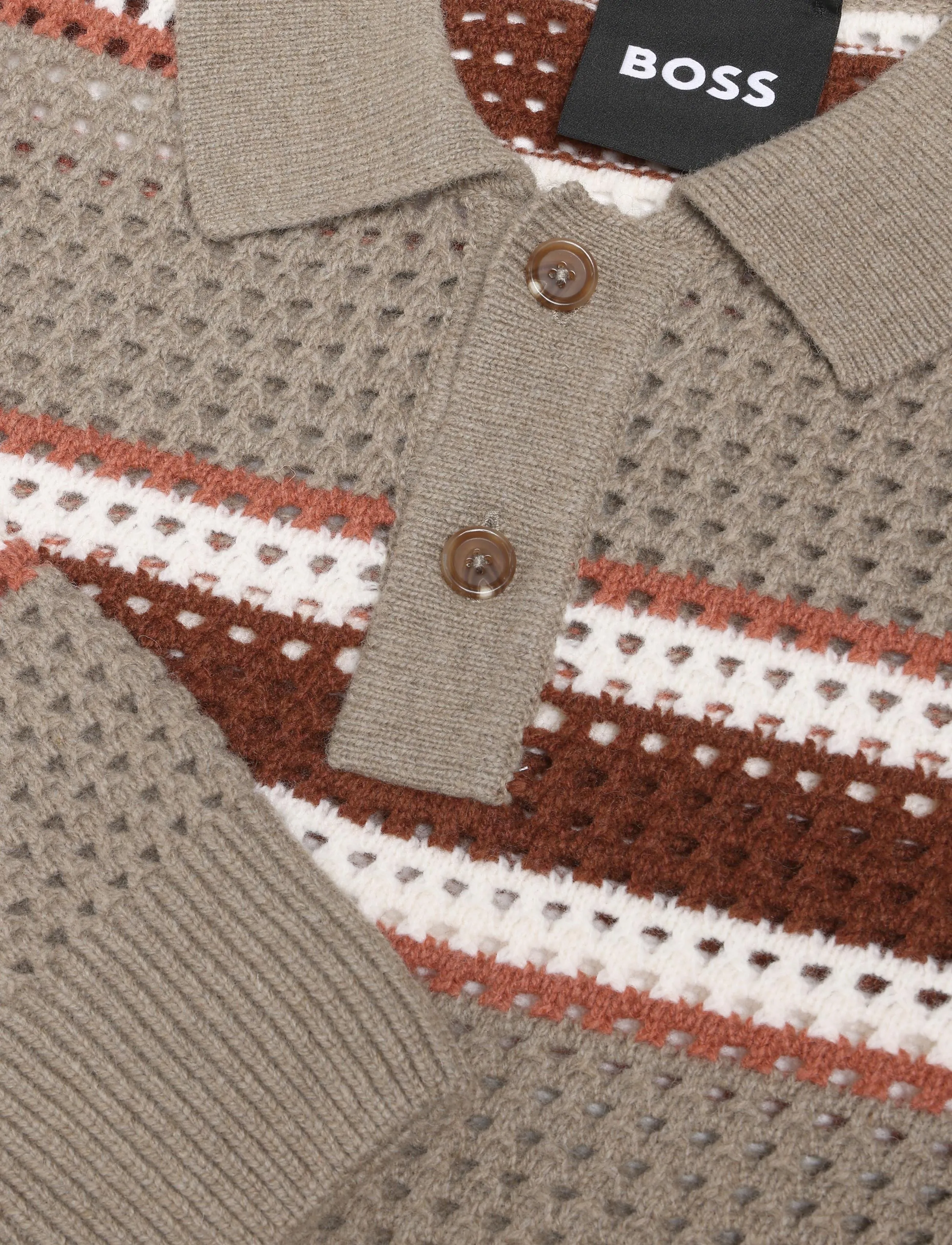 BOSS - C-Fincenzo - poloer i strik med lange ærmer - open brown - 2