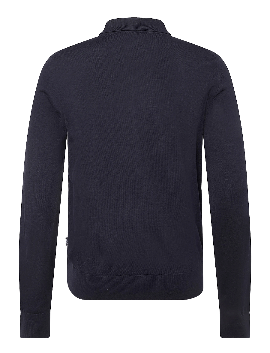BOSS - H-Helbert - langärmelige strick-polohemden - dark blue - 1