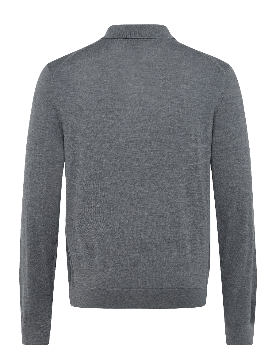 BOSS - H-Helbert - langärmelige strick-polohemden - medium grey - 1