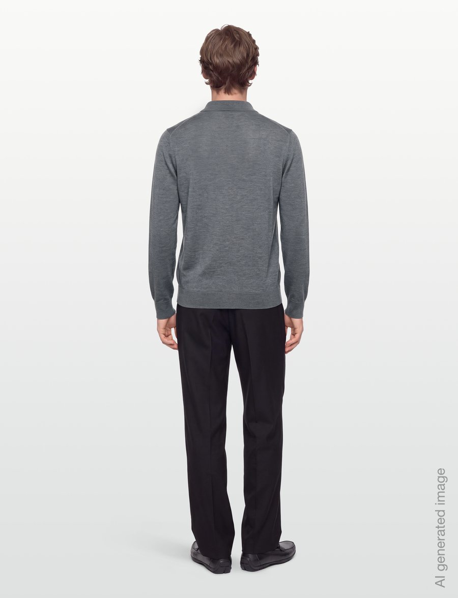 BOSS - H-Helbert - trikotažiniai polo marškinėliai ilgomis rankovėmis - medium grey - 4