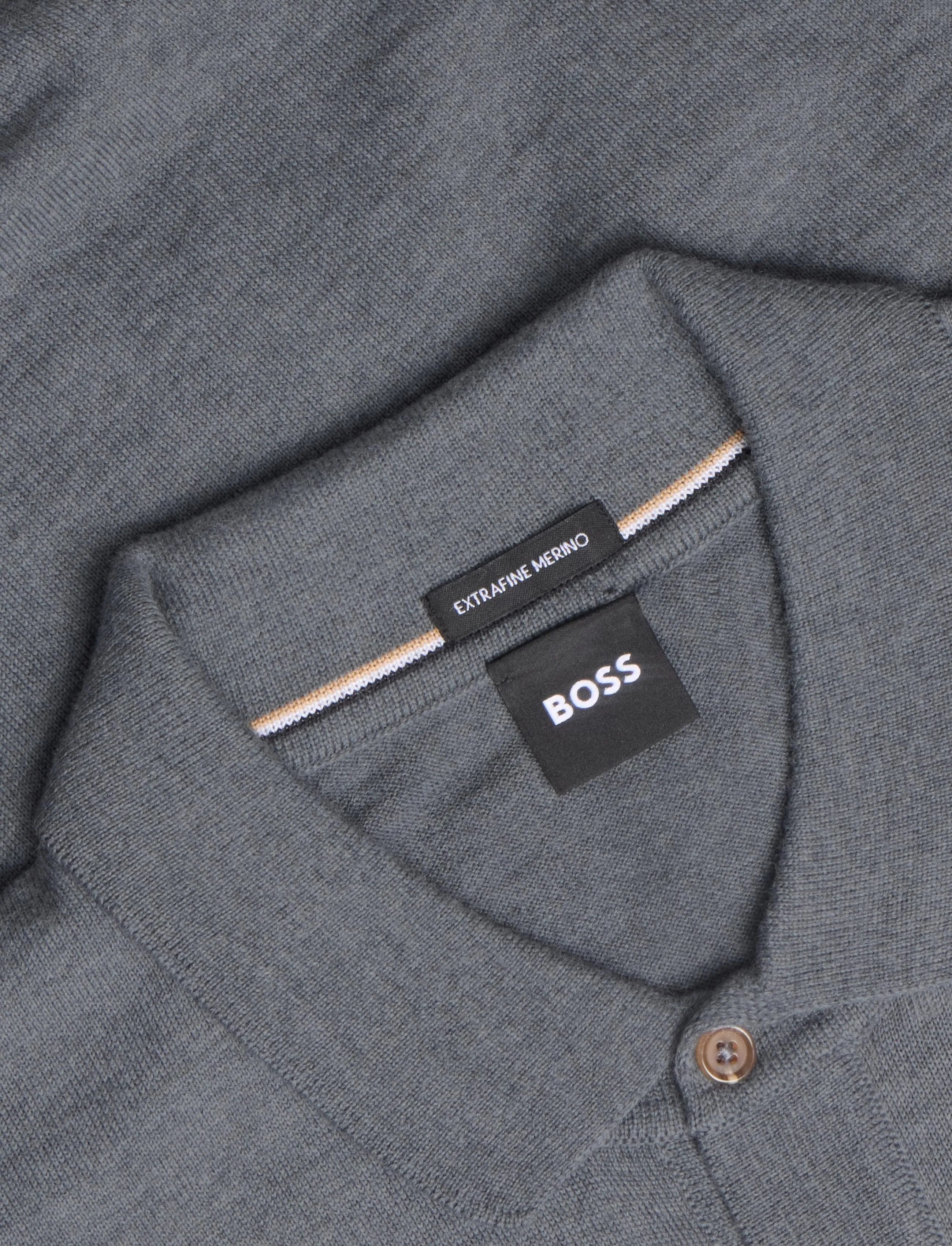 BOSS - H-Helbert - langärmelige strick-polohemden - medium grey - 2
