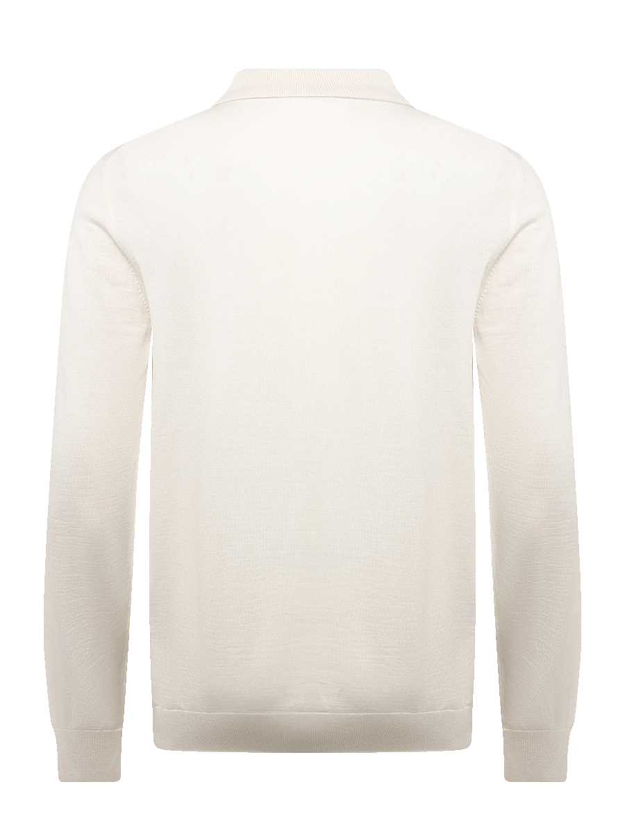 BOSS - H-Helbert - langärmelige strick-polohemden - open white - 1