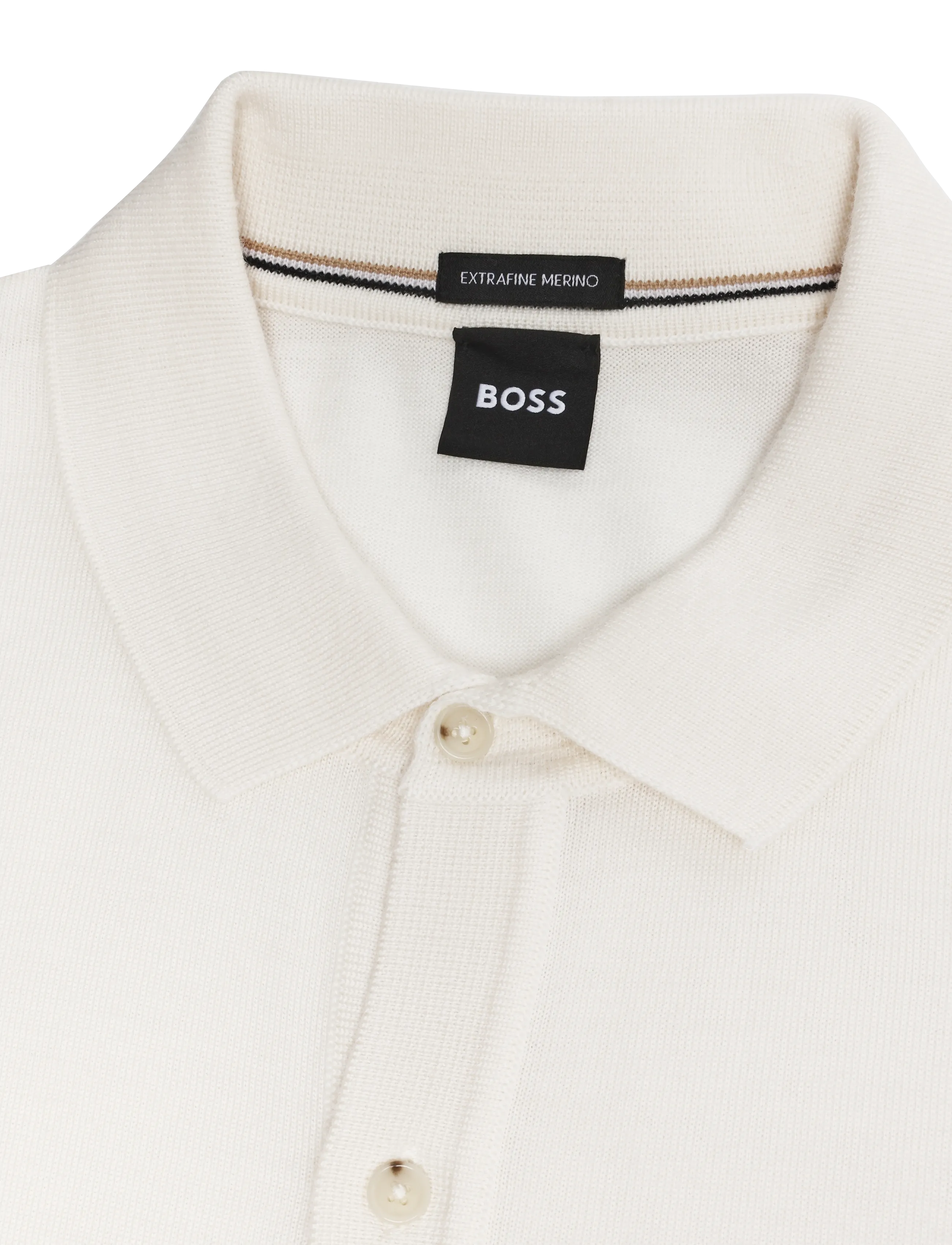 BOSS - H-Helbert - langärmelige strick-polohemden - open white - 2