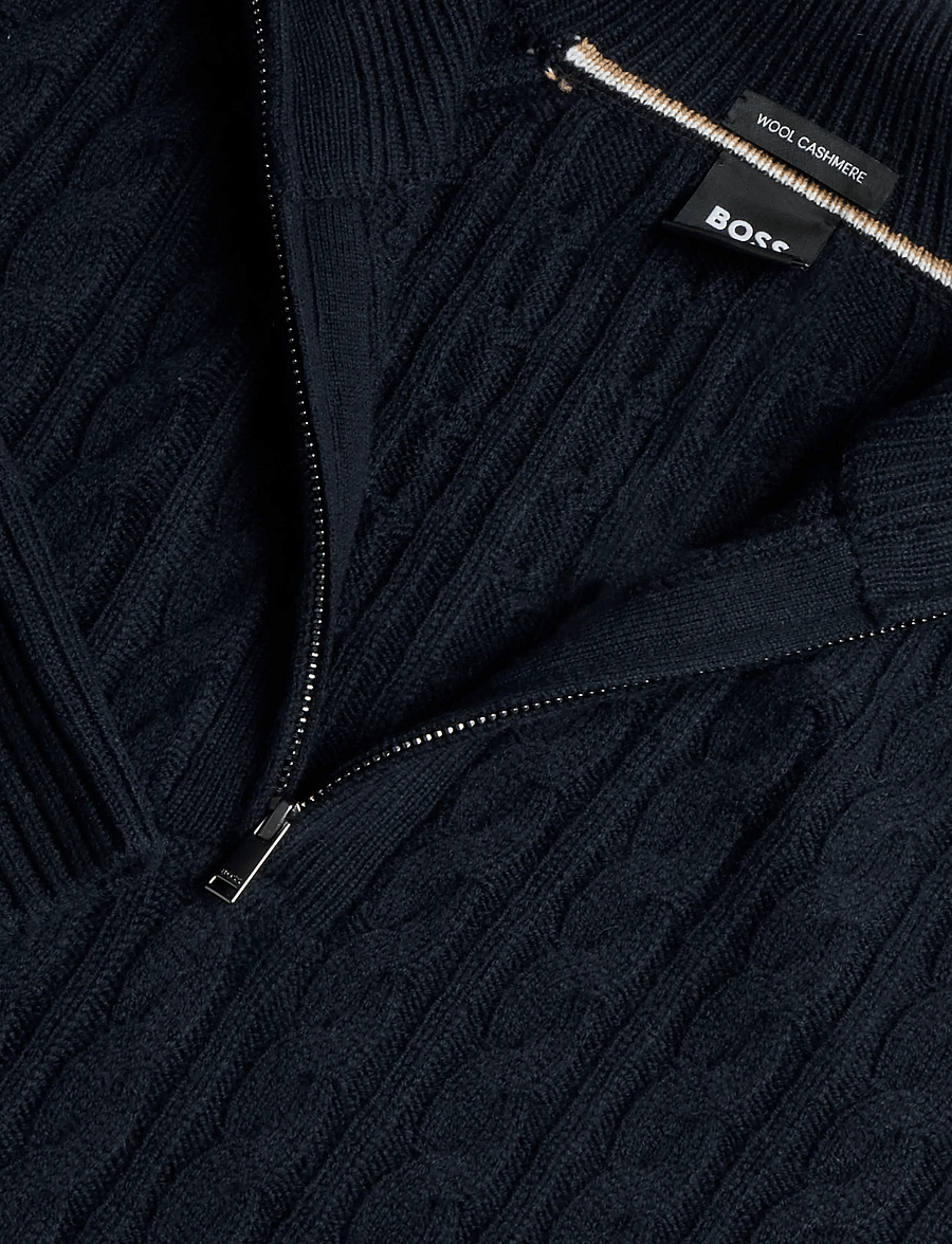 BOSS - H-Furore - poolpika lukuga džemprid - dark blue - 2