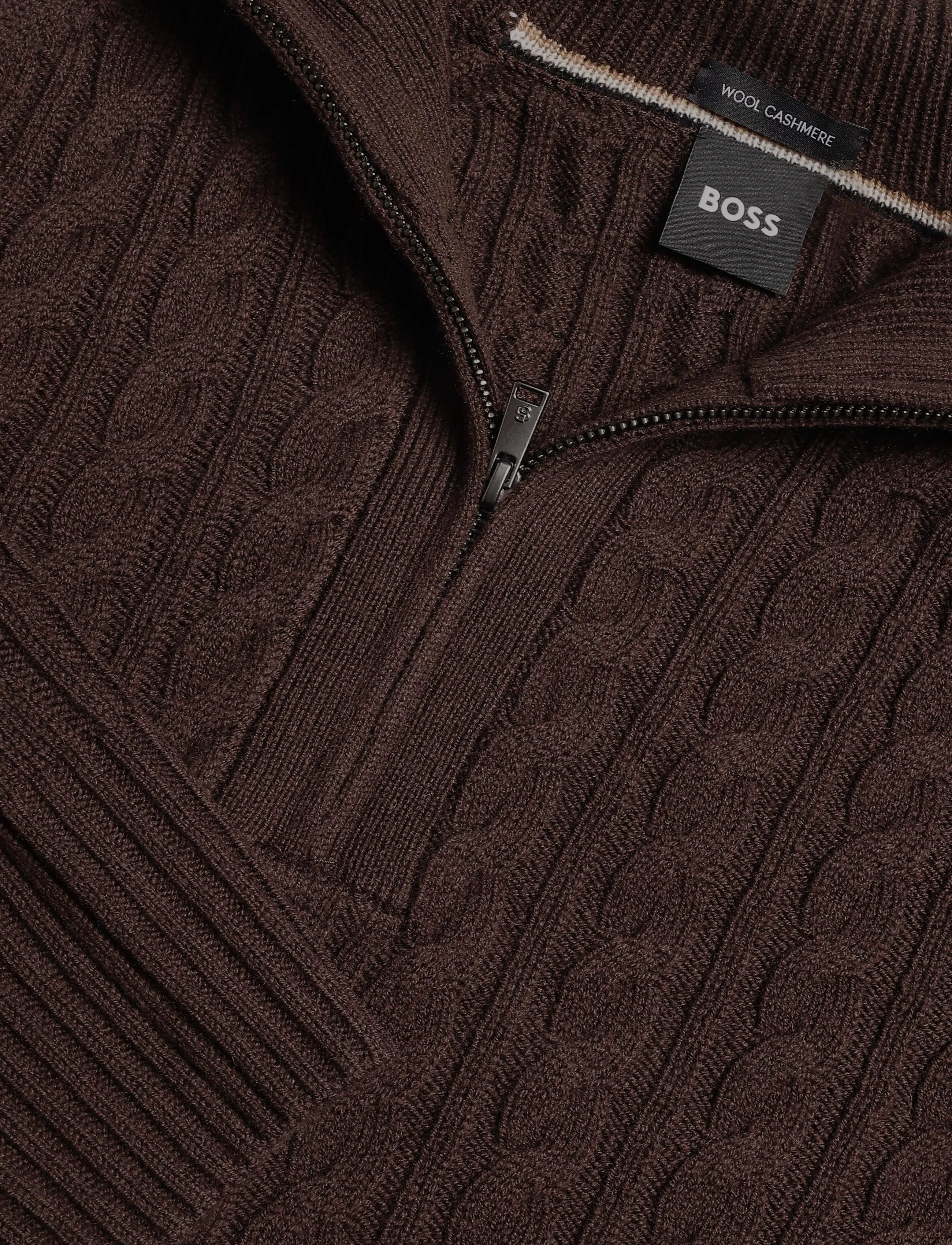 BOSS - H-Furore - pullover mit halbem reißverschluss - dark brown - 2
