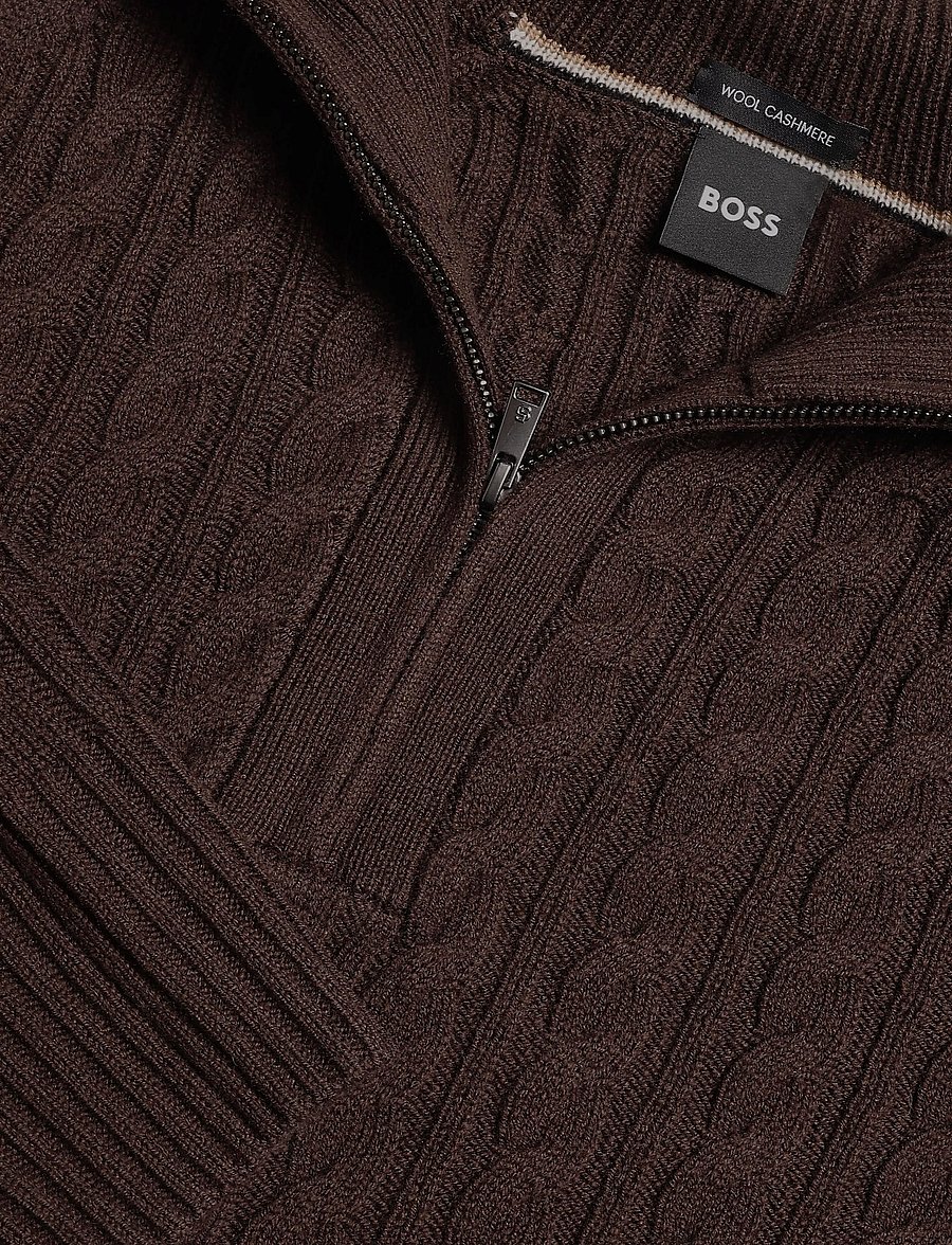 BOSS - H-Furore - pullover mit halbem reißverschluss - dark brown - 2