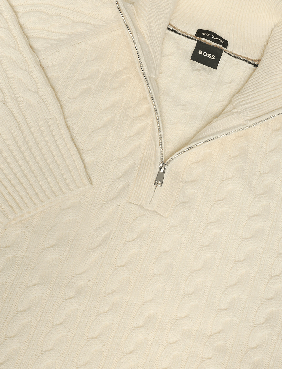 BOSS - H-Furore - pullover mit halbem reißverschluss - open white - 2