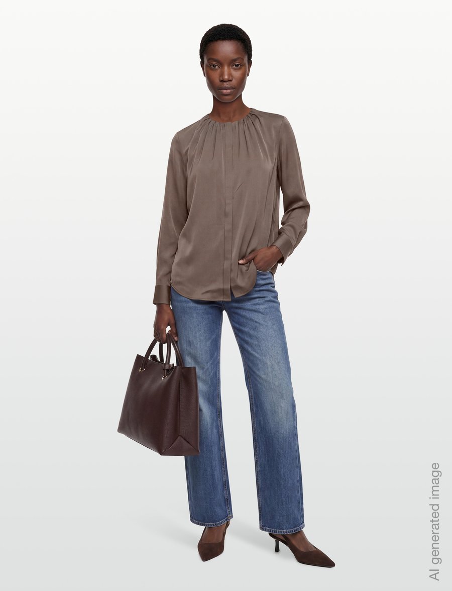 BOSS - Banorah - langærmede bluser - brown overflow - 0