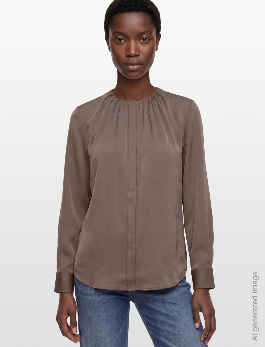 BOSS - Banorah - langærmede bluser - brown overflow - 3
