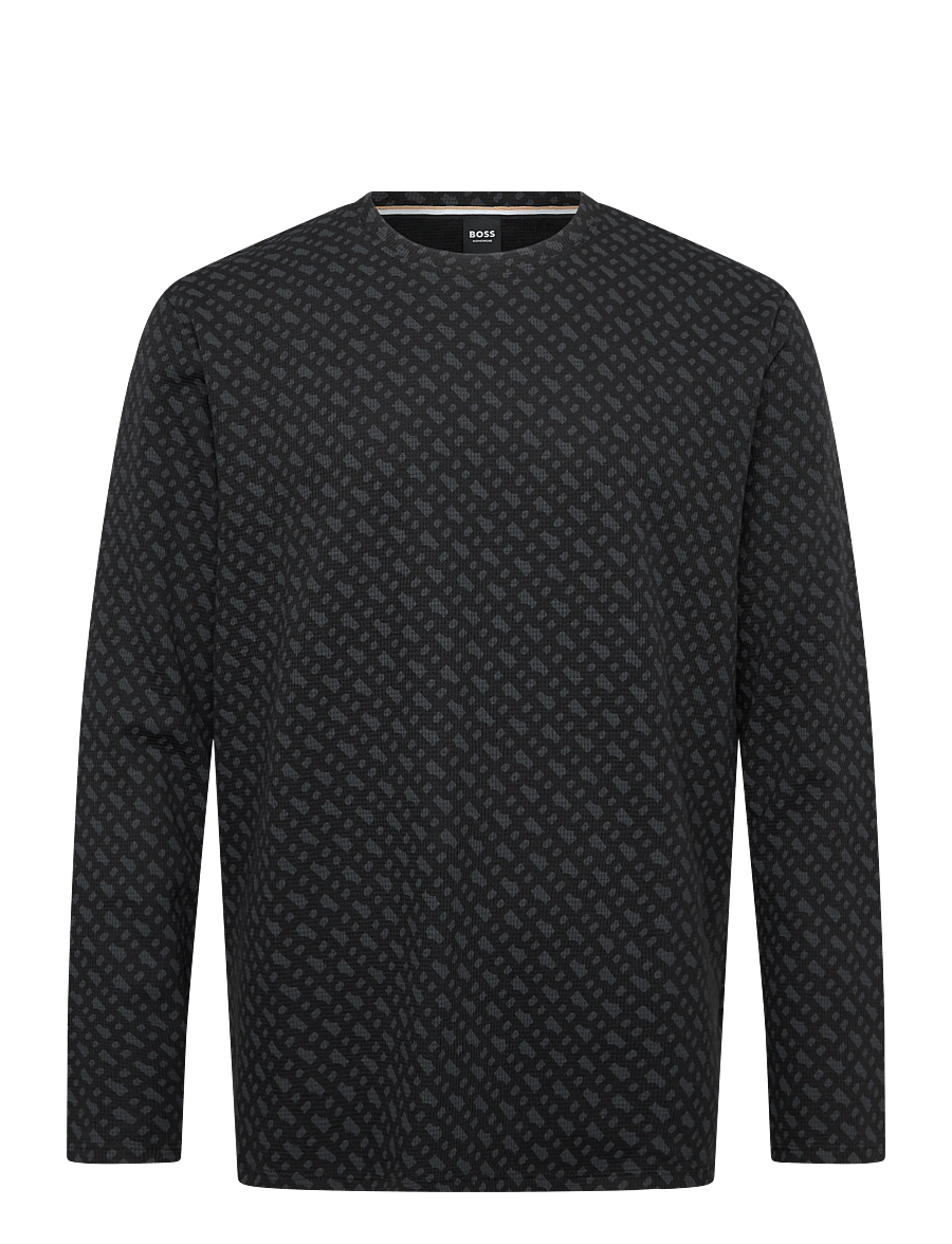 BOSS - WaffleAOP LS-Shirt - pidžaamasärgid - black - 0