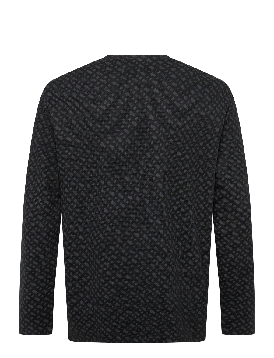 BOSS - WaffleAOP LS-Shirt - pidžaamasärgid - black - 1