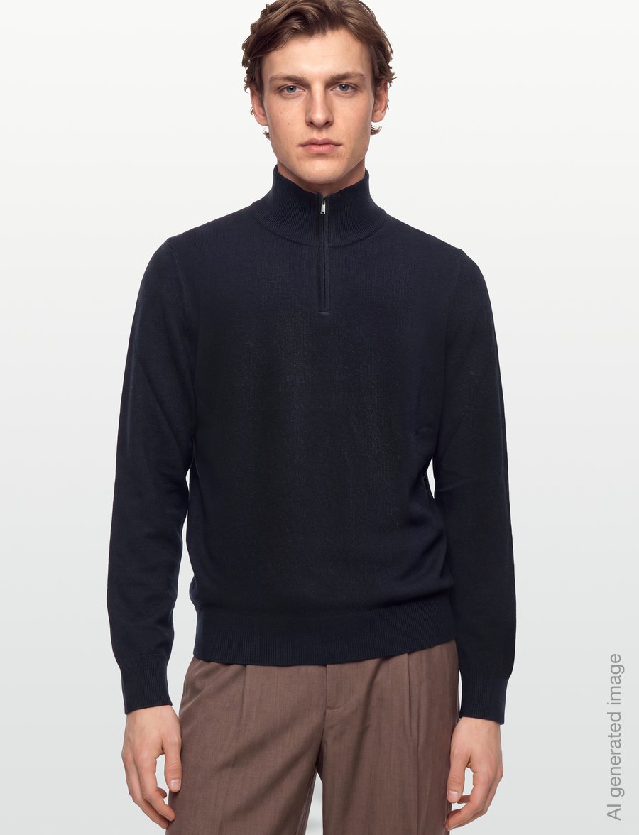 BOSS - H-Hemarlo - halfzip strik - dark blue - 3
