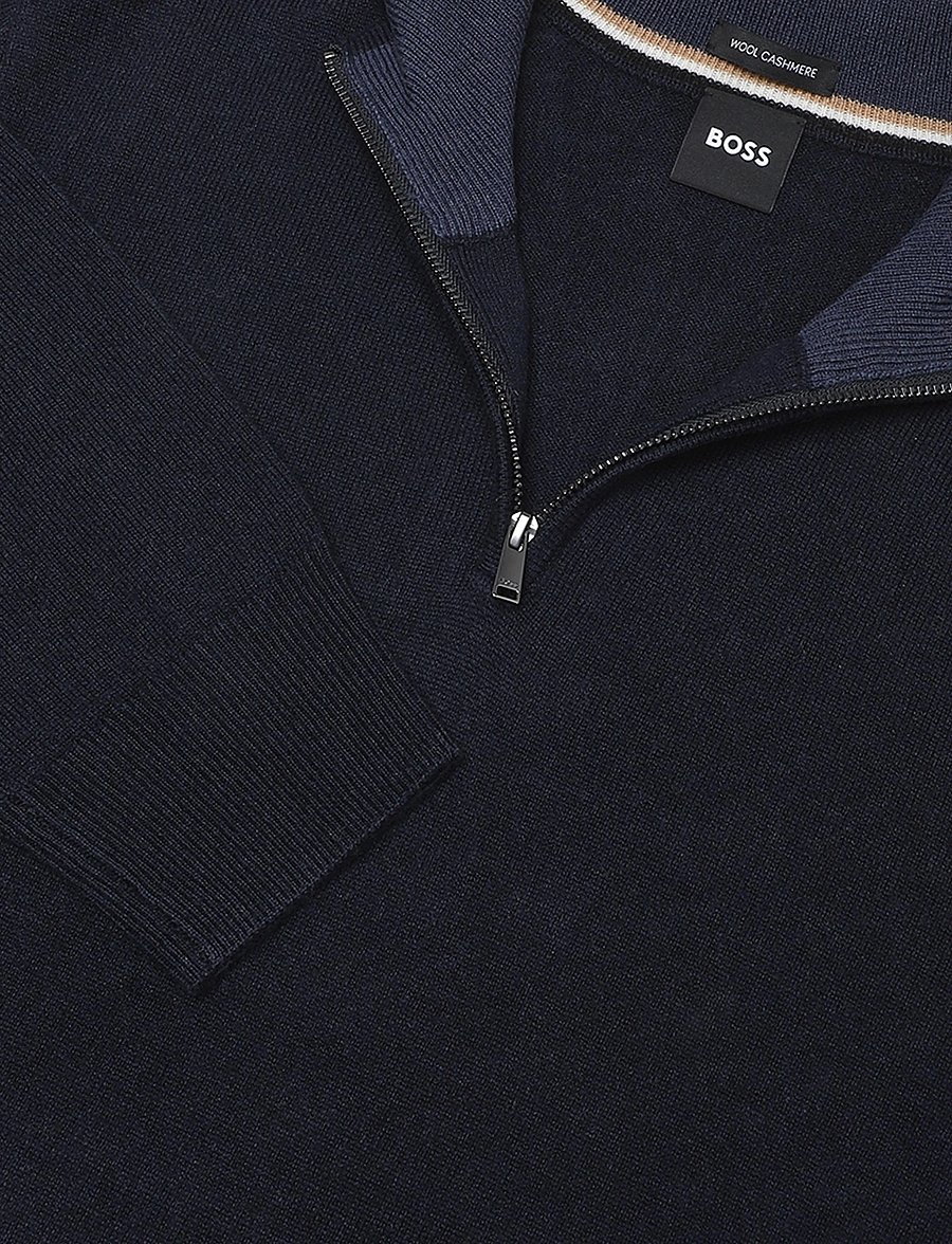BOSS - H-Hemarlo - poolpika lukuga džemprid - dark blue - 2