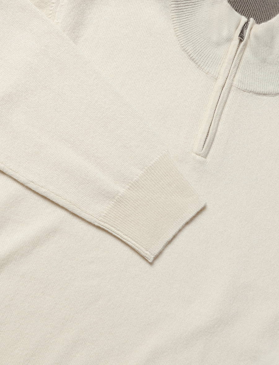BOSS - H-Hemarlo - halfzip strik - open white - 2