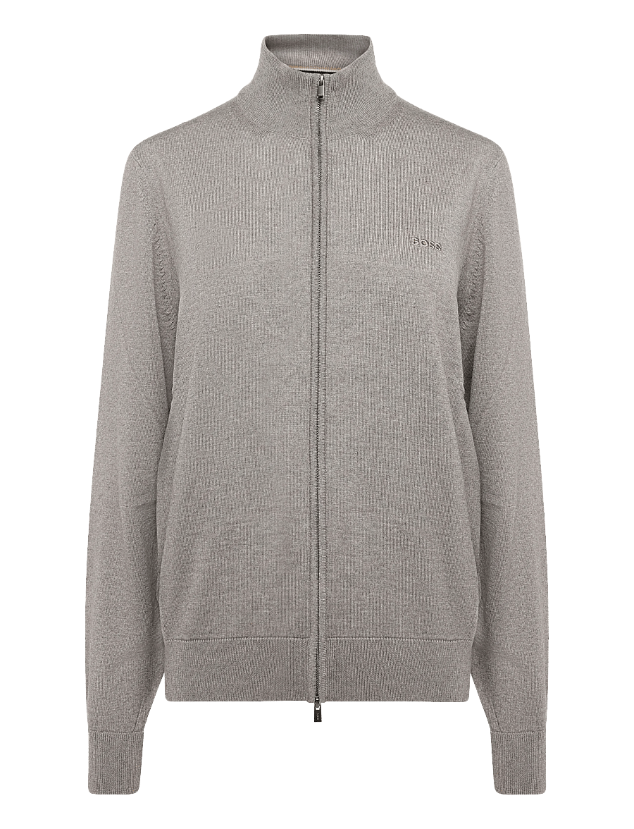 BOSS - H-Balonso-L - pullover mit durchgehendem reißverschluss - open brown - 0