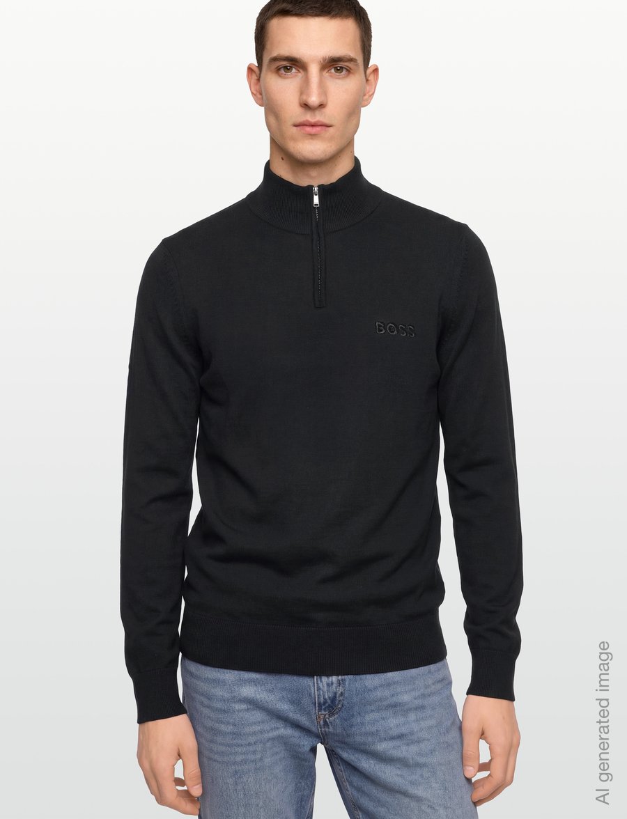 BOSS - H-Ebenji-L - pullover mit halbem reißverschluss - black - 3