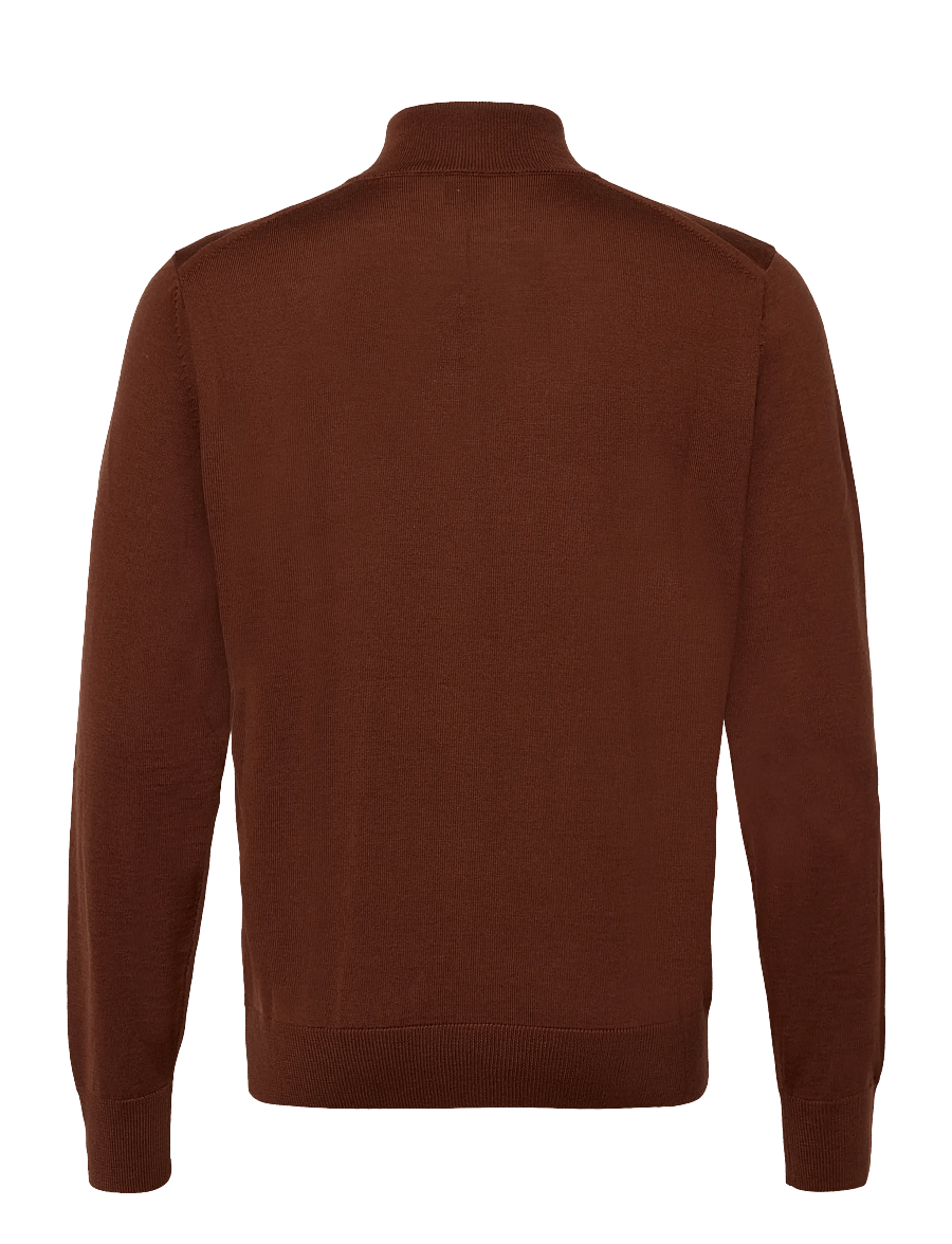 BOSS - H-Ebenji-L - pullover mit halbem reißverschluss - medium brown - 1