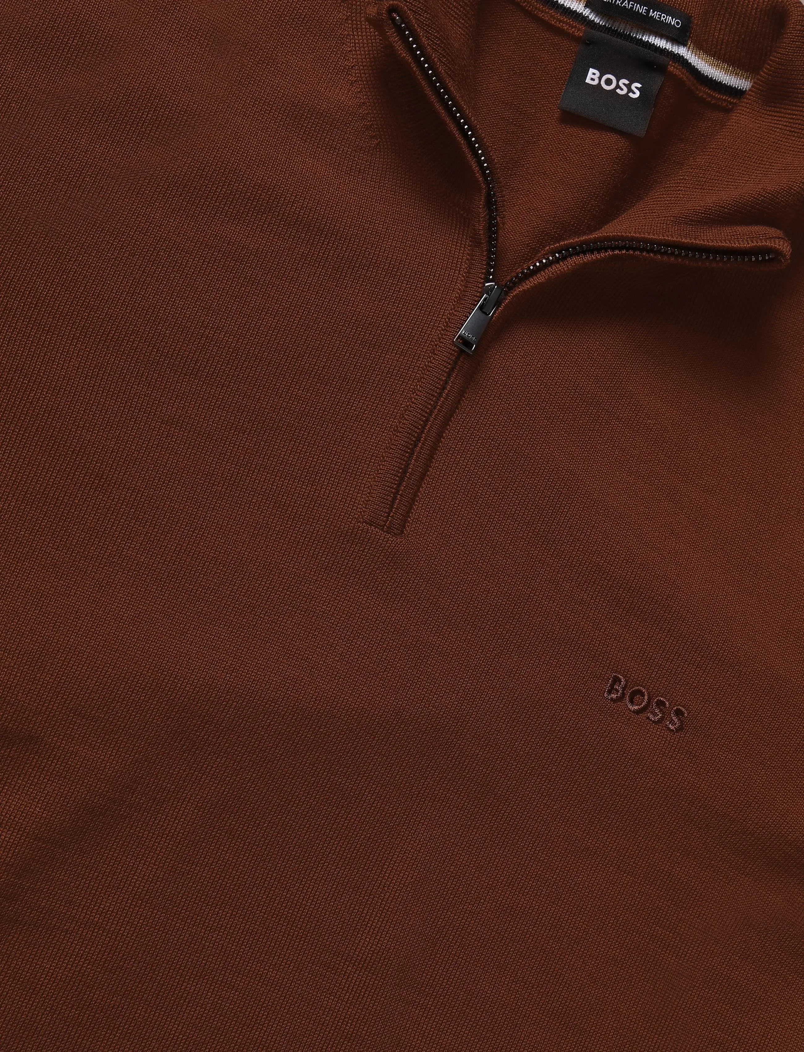BOSS - H-Ebenji-L - pullover mit halbem reißverschluss - medium brown - 2