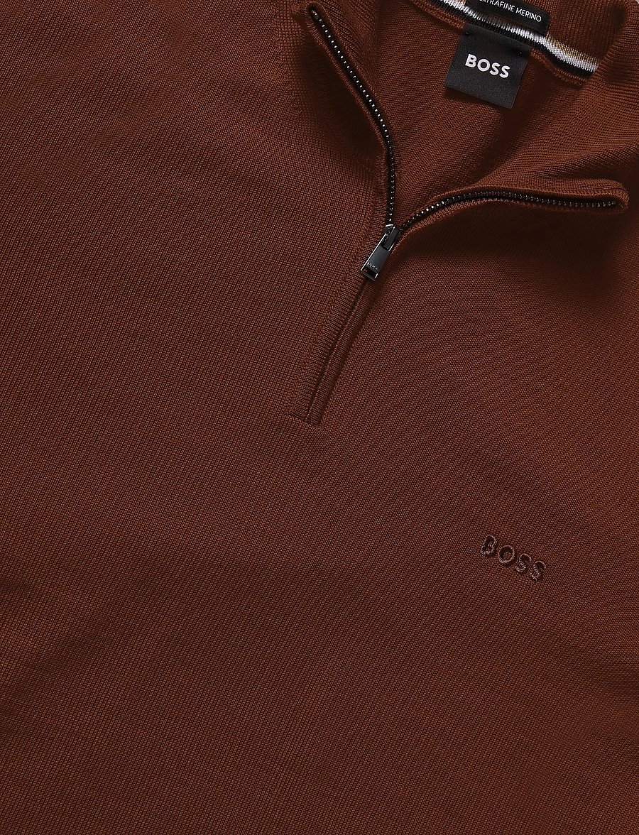 BOSS - H-Ebenji-L - pullover mit halbem reißverschluss - medium brown - 2