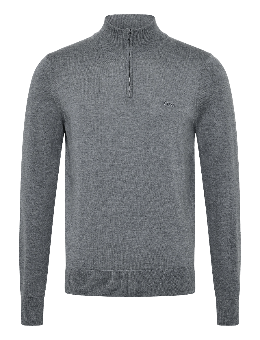 BOSS - H-Ebenji-L - pullover mit halbem reißverschluss - medium grey - 0