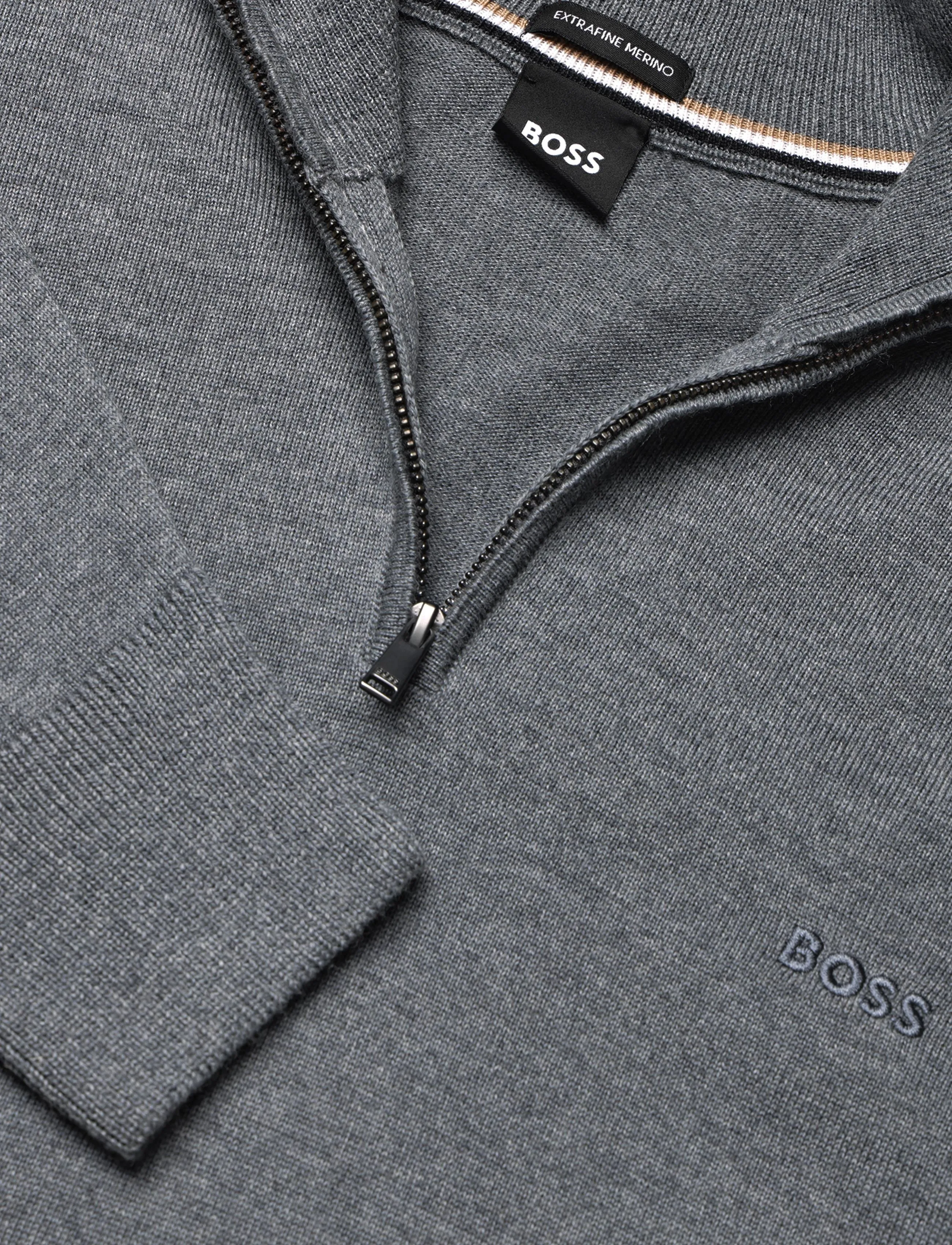 BOSS - H-Ebenji-L - pullover mit halbem reißverschluss - medium grey - 2