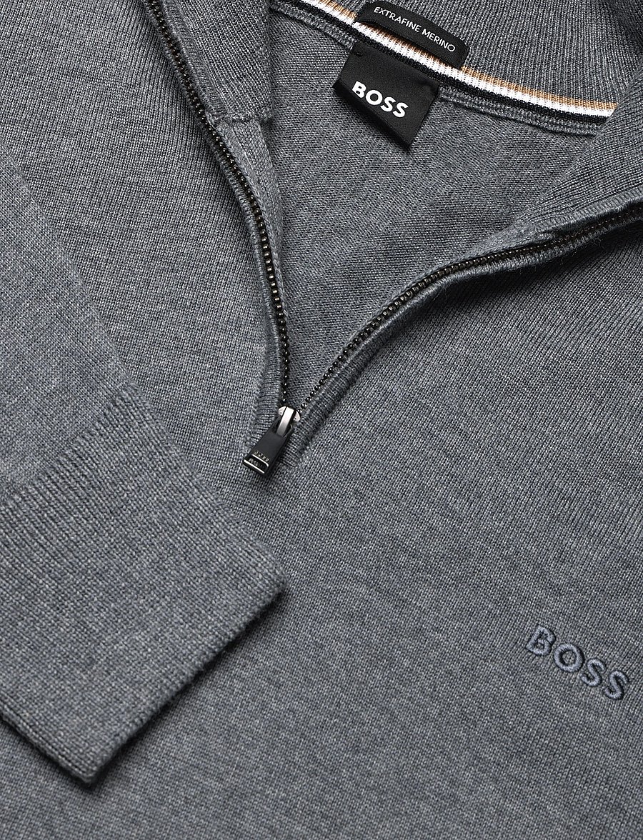 BOSS - H-Ebenji-L - pullover mit halbem reißverschluss - medium grey - 2