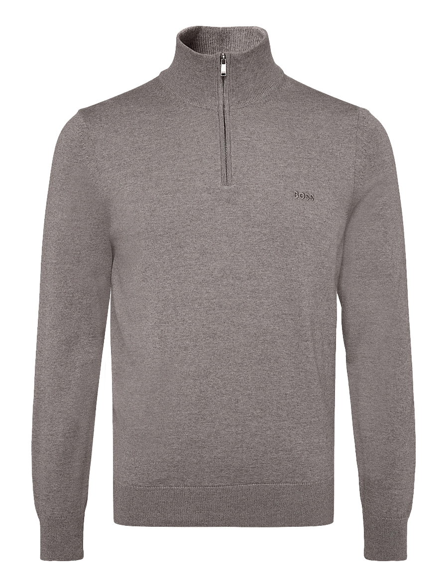 BOSS - H-Ebenji-L - pullover mit halbem reißverschluss - open brown - 0